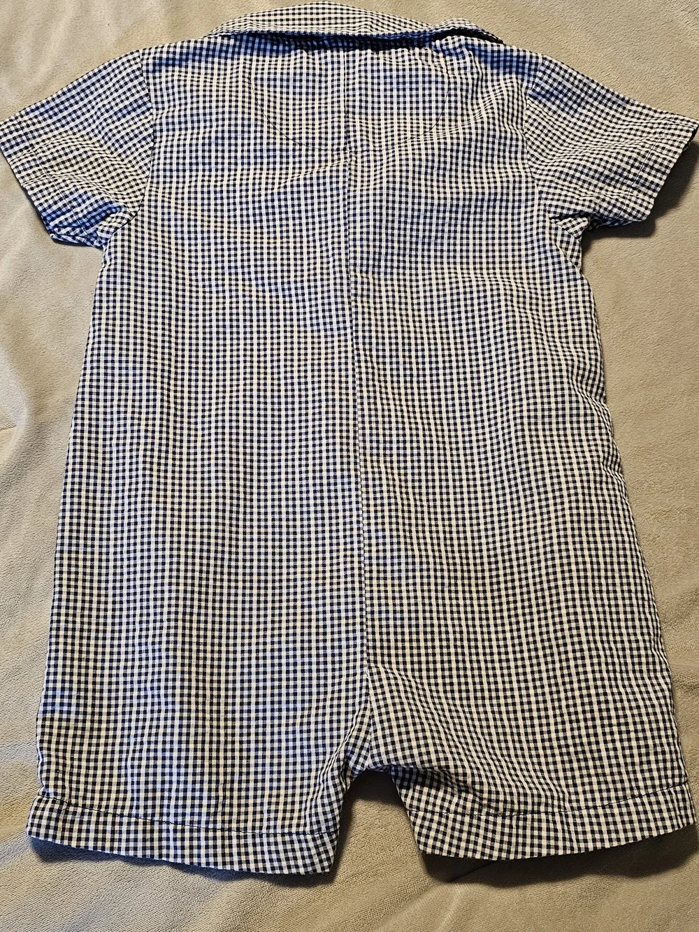 Carter's Navy and White Gingham Button-Up Romper